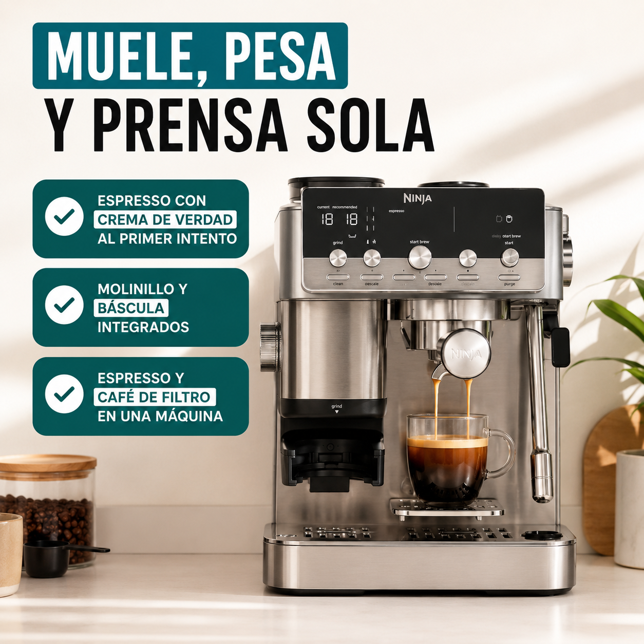 Ninja Luxe Mini  – Café de cafetería en casa, sin saber nada de café