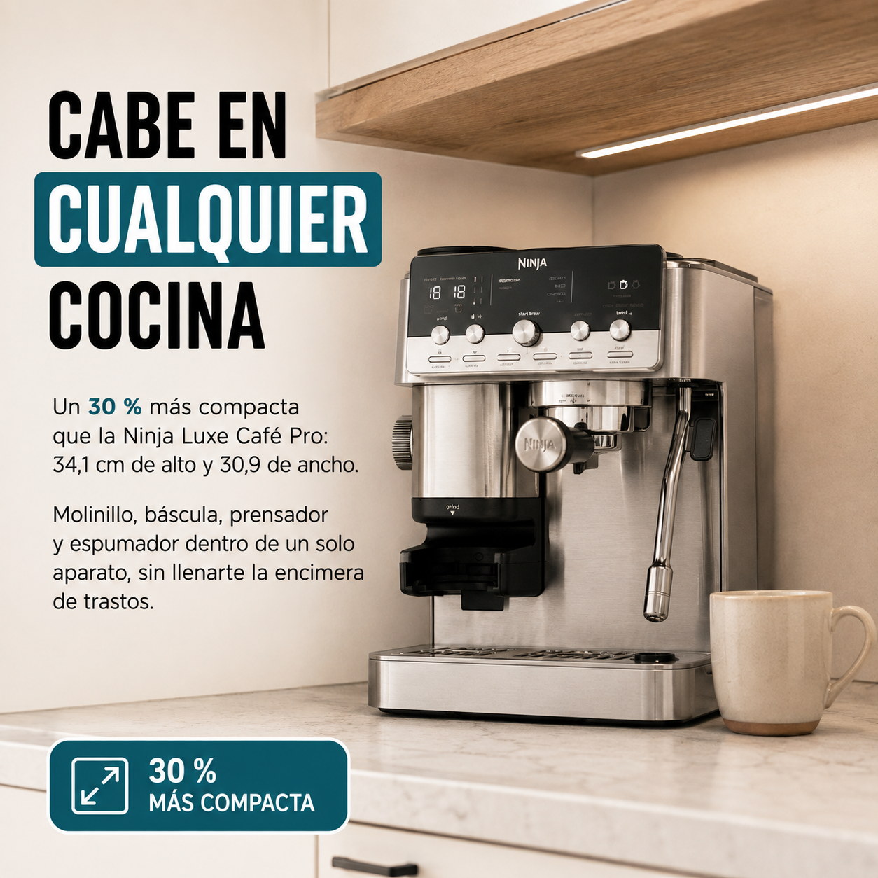 Cabe en tu cocina de verdad, no en la cocina del catálogo