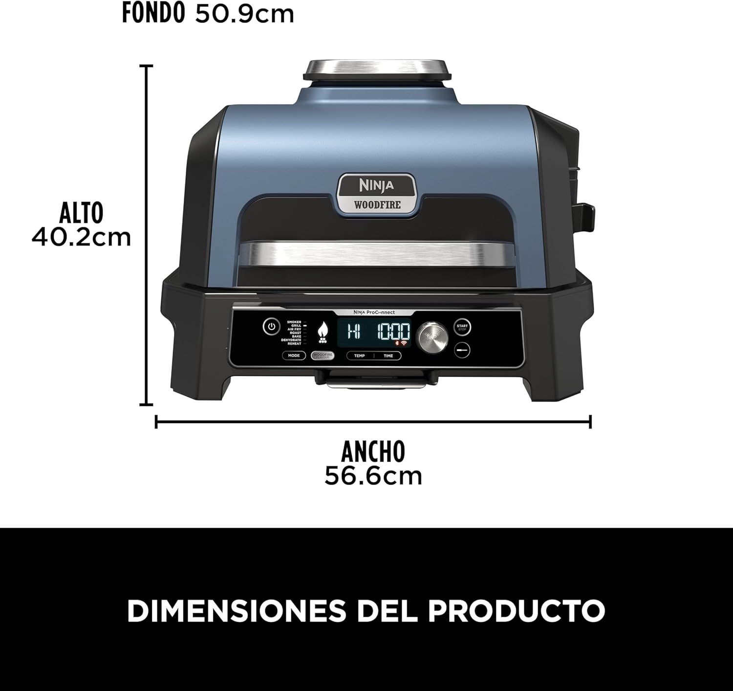 Barbacoa eléctrica Ninja Woodfire PRO Connect XL (con termómetro y app)