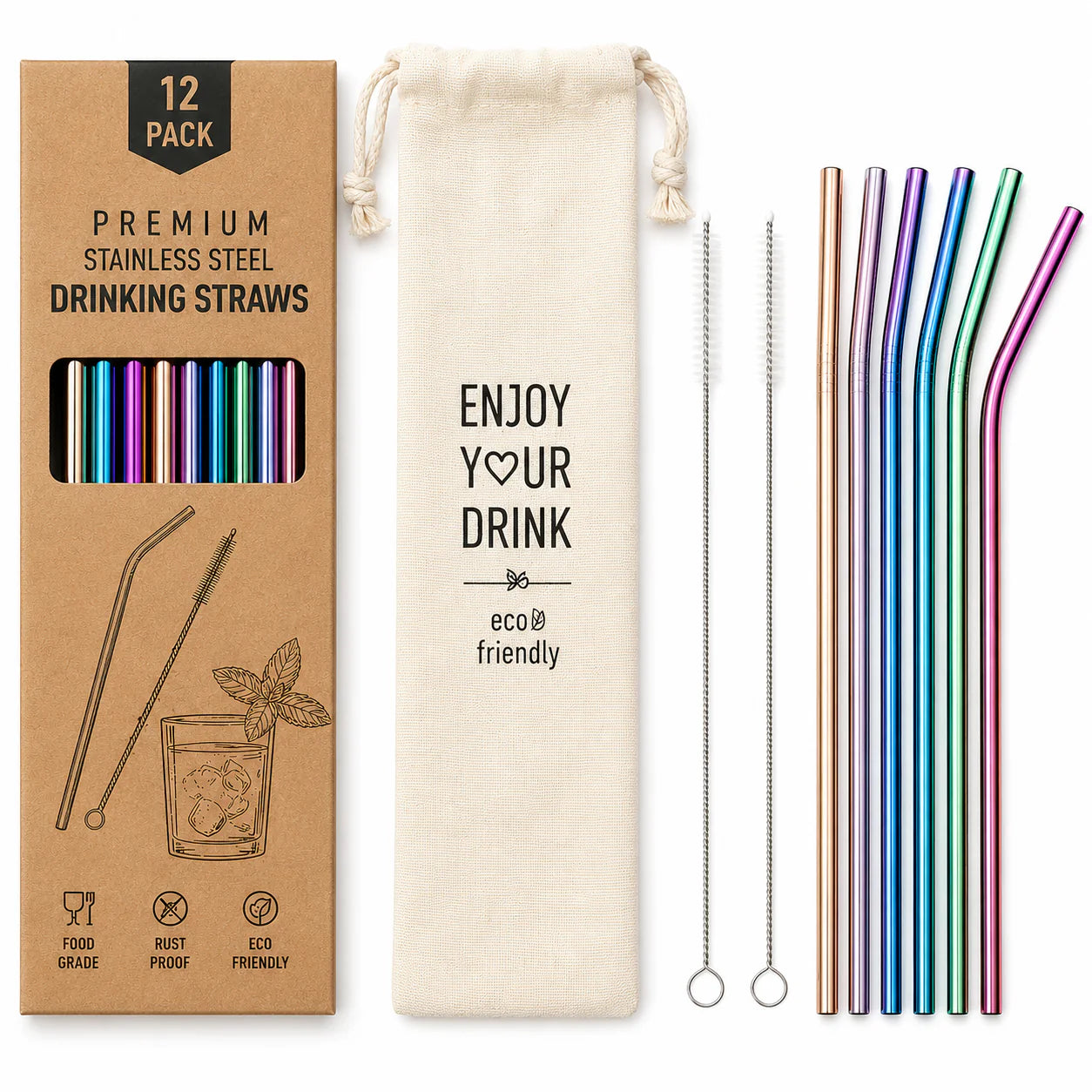 Pack de Pajitas Premium Reutilizables