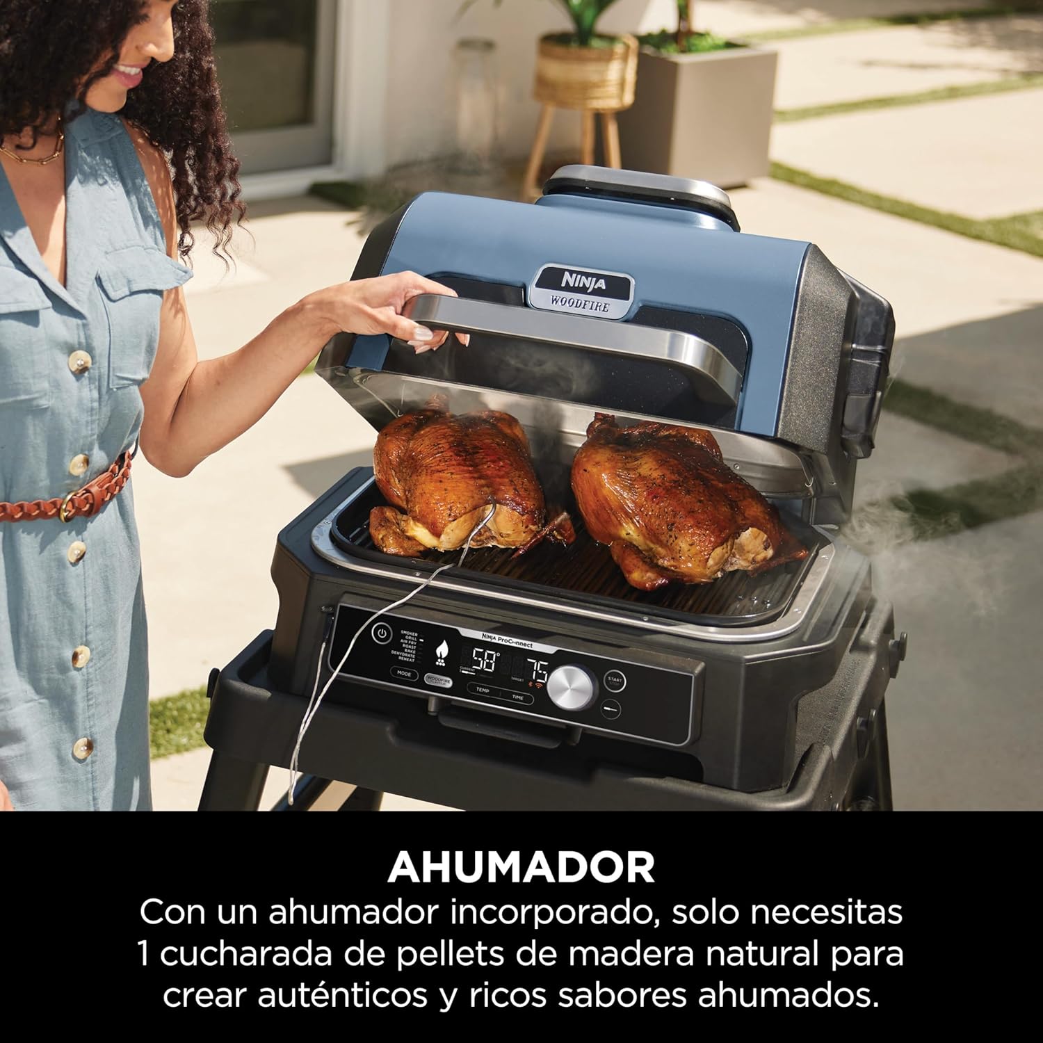 Barbacoa eléctrica Ninja Woodfire PRO Connect XL (con termómetro y app)
