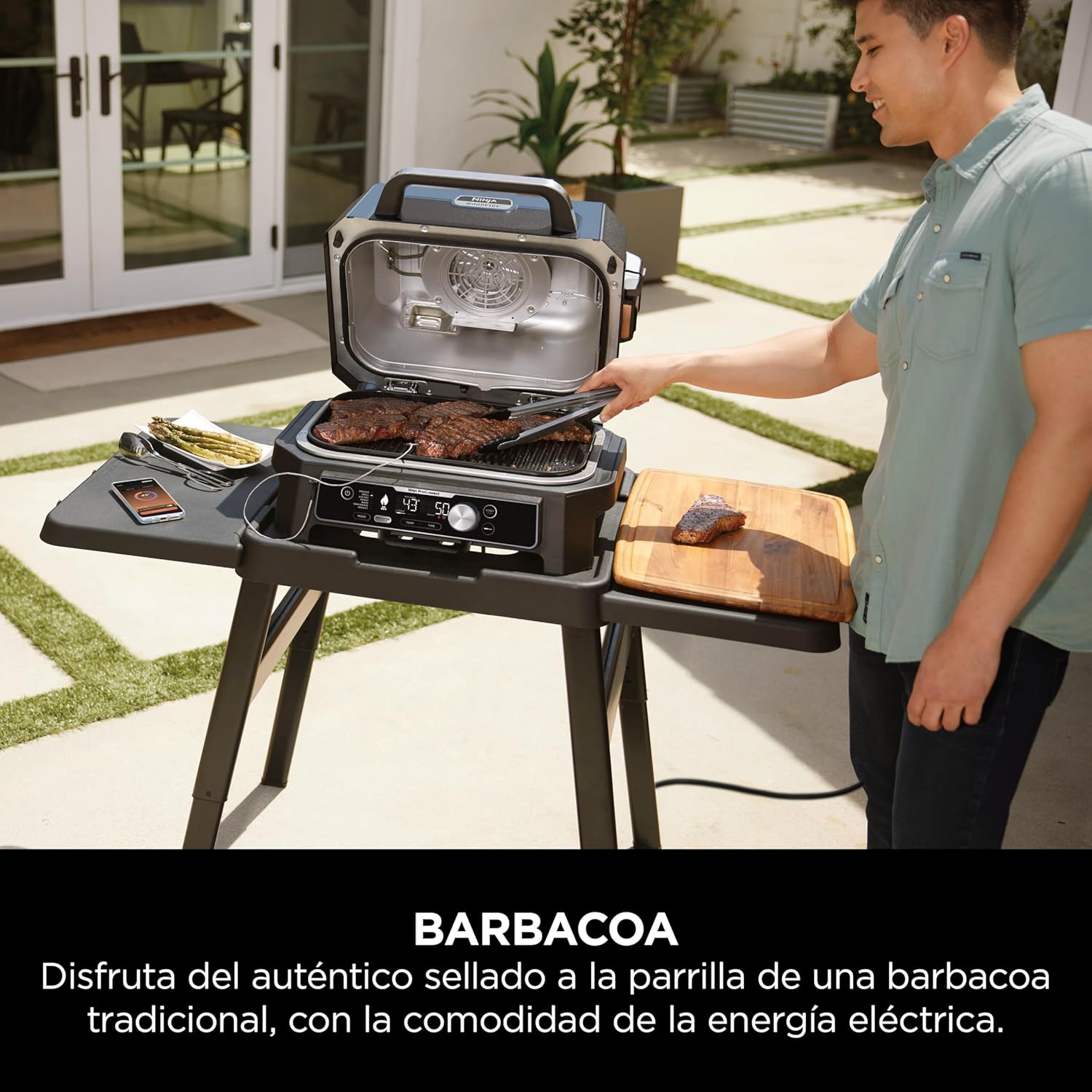 Barbacoa eléctrica Ninja Woodfire PRO Connect XL (con termómetro y app)