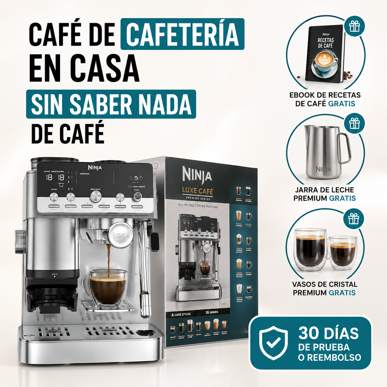 Ninja Luxe Mini  – Café de cafetería en casa, sin saber nada de café
