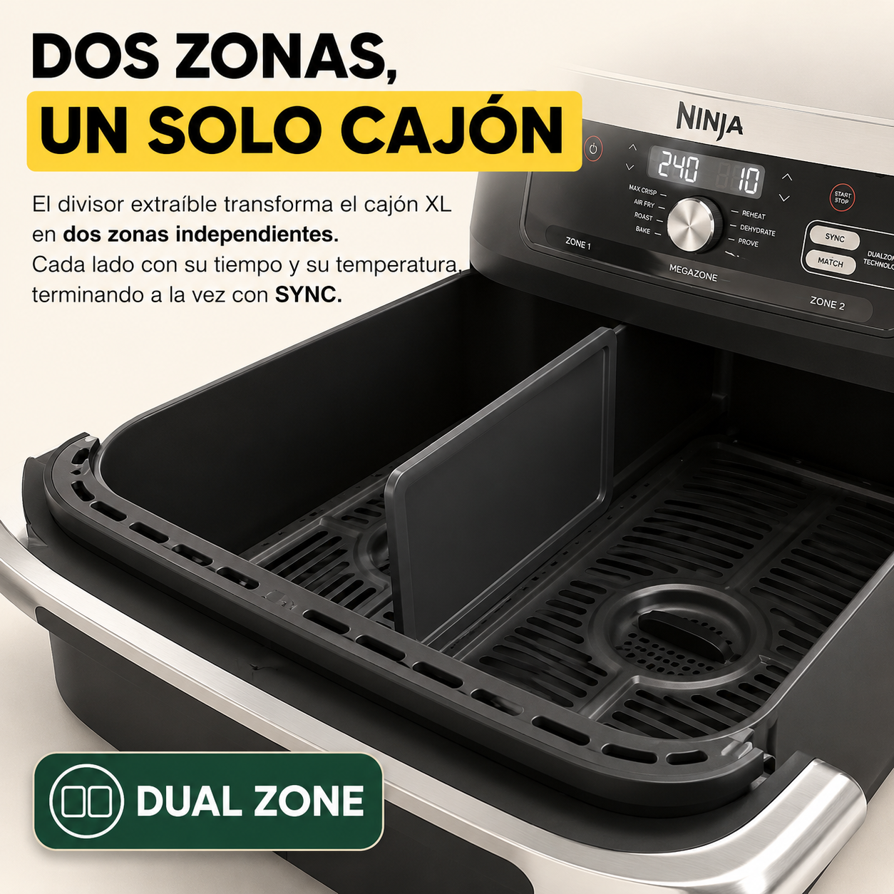 Freidora de Aire Doble Ninja FlexDrawer 10,4 L – Cocina Para Toda la Familia Sin Tandas