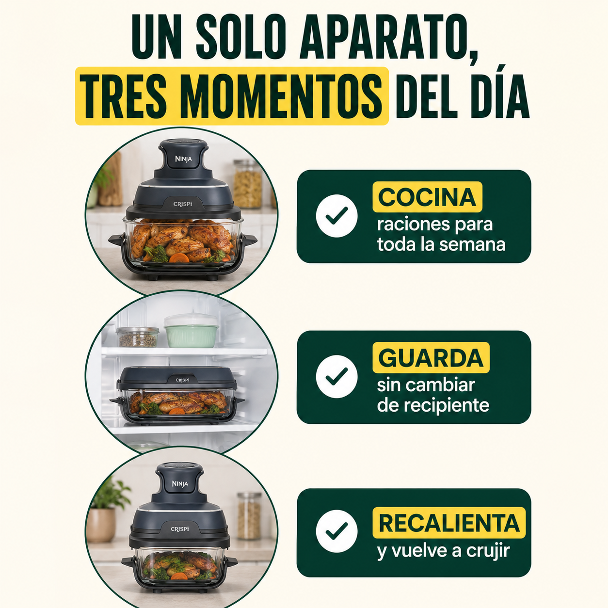 Ninja CRISPi – La freidora de aire de cristal que cocina, guarda y recalienta en el mismo recipiente