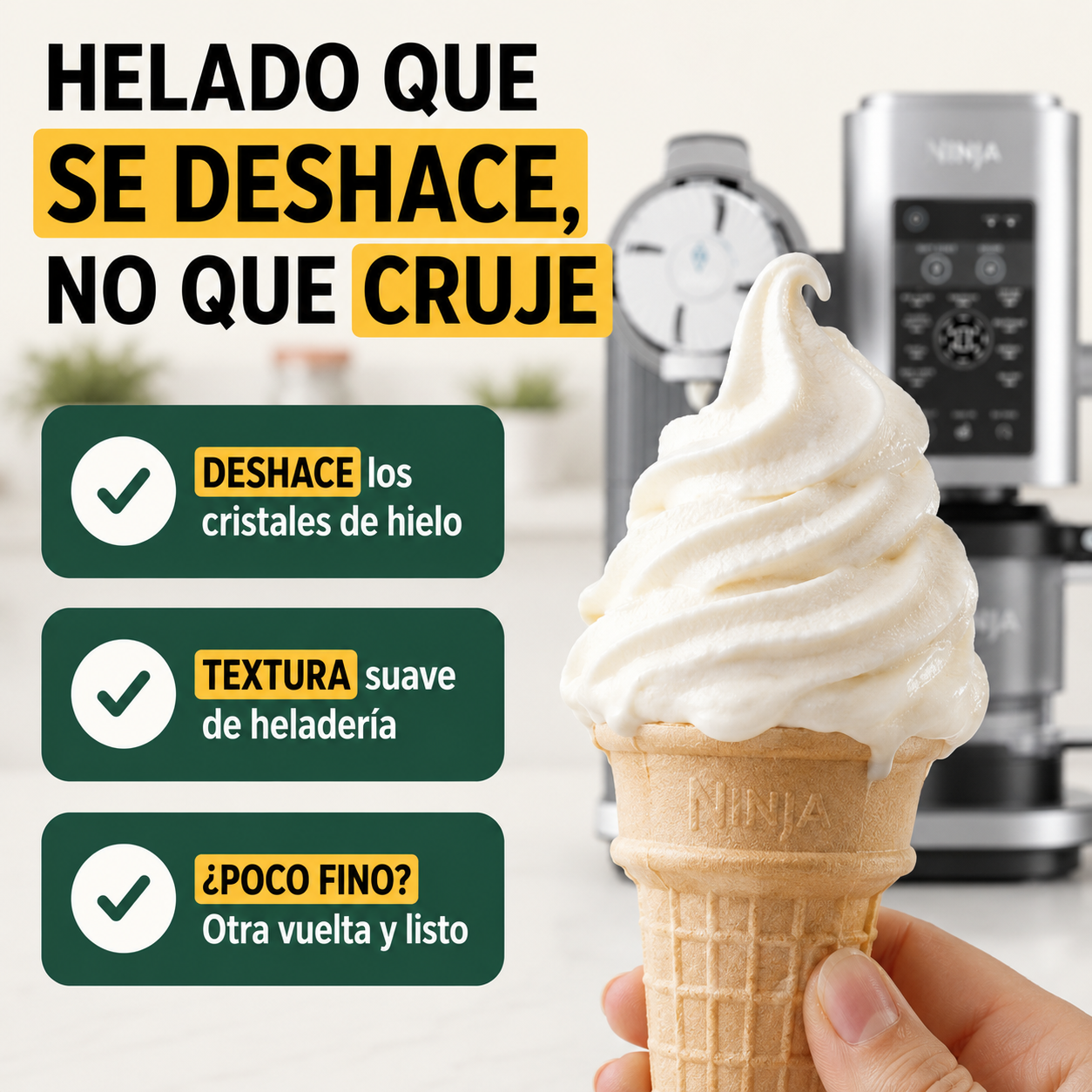 Helado de verdad, no un bloque de hielo con sabor