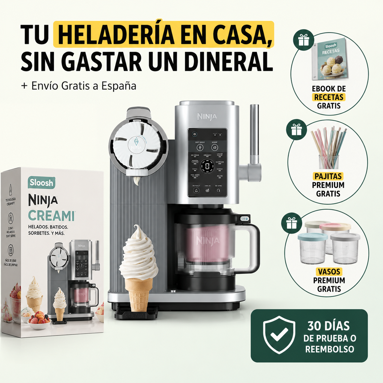Ninja CREAMi Scoop & Swirl, 12 funciones