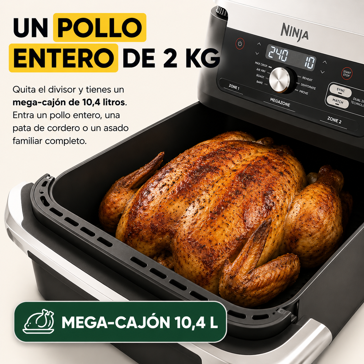 Un pollo entero de 2 kg cabe de sobra