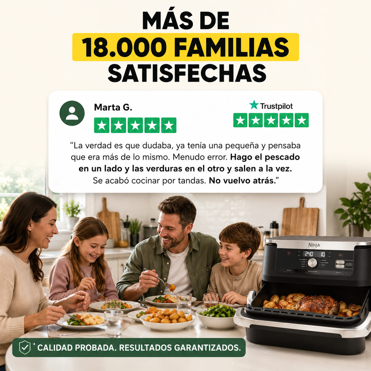 Freidora de Aire Doble Ninja FlexDrawer 10,4 L – Cocina Para Toda la Familia Sin Tandas