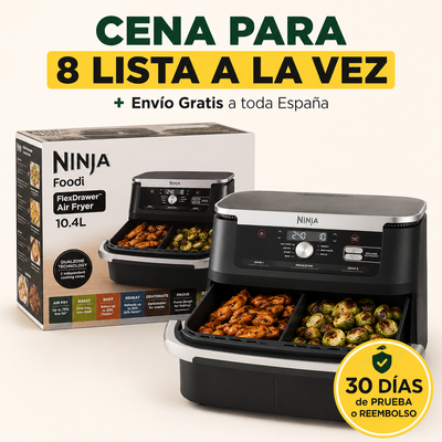 Freidora de Aire Doble Ninja FlexDrawer 10,4 L – Cocina Para Toda la Familia Sin Tandas