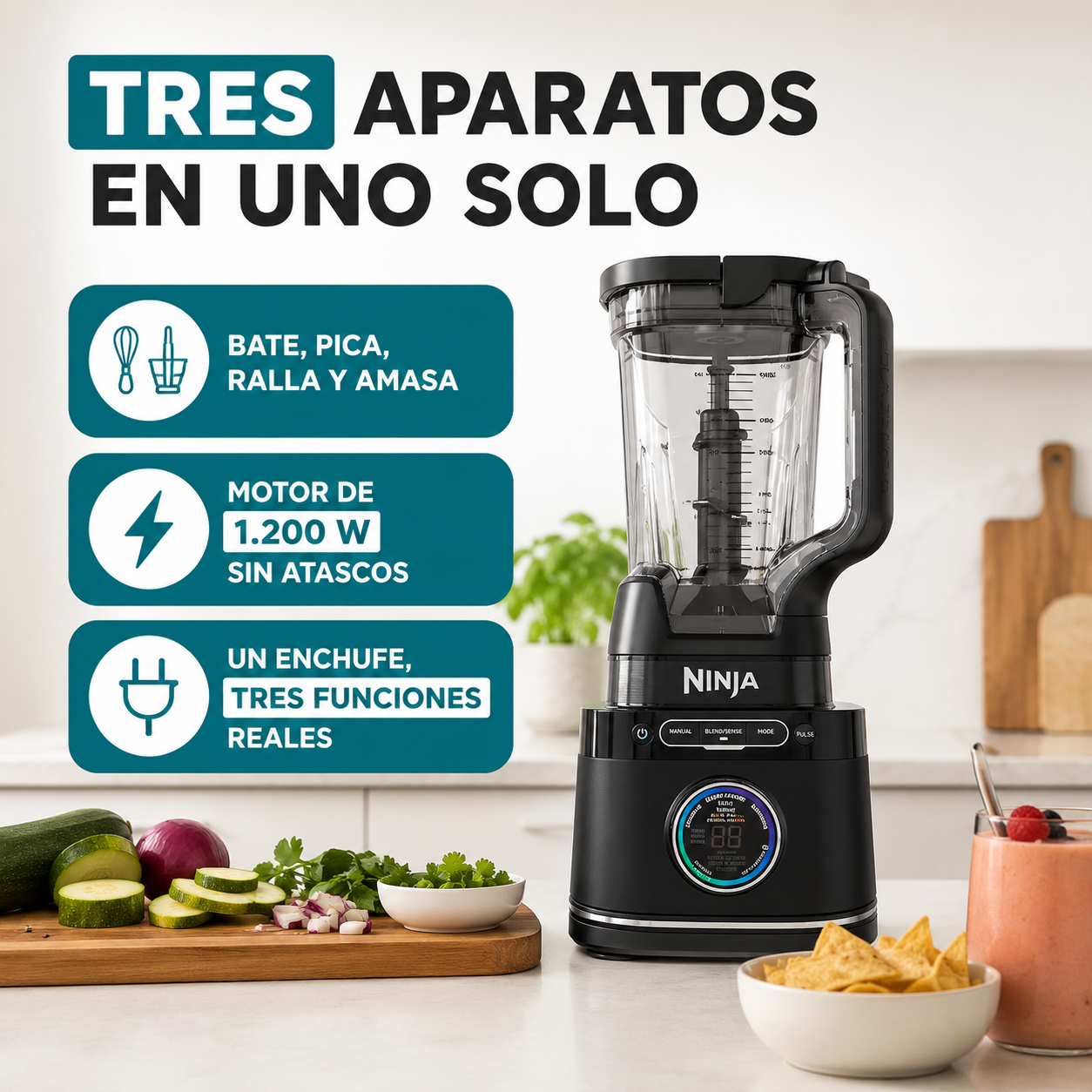 Ninja Detect Power Pro 3 en 1 – Cena hecha en 12 minutos, encimera libre para siempre